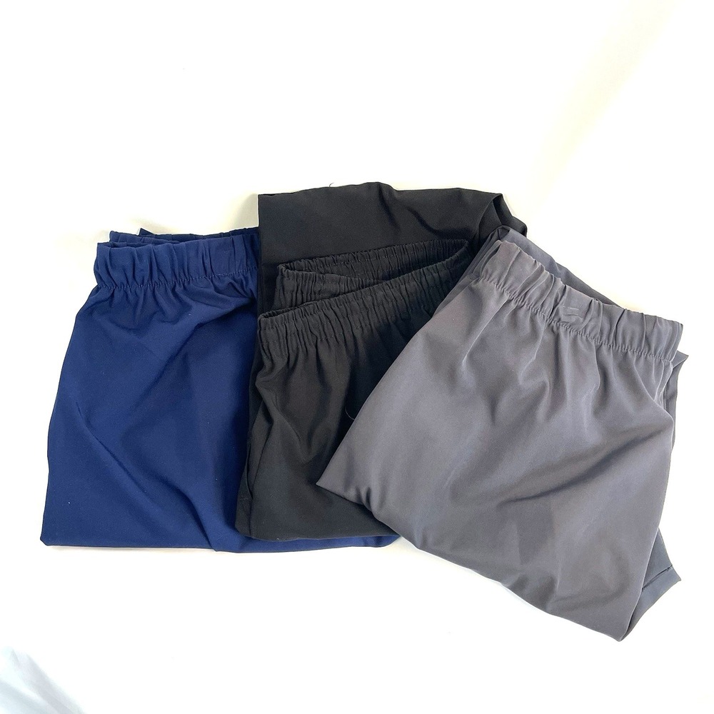 Lot Of 3 Stretch Scrub Pants Womens Size XL Blue Gray Black 30" Inseam